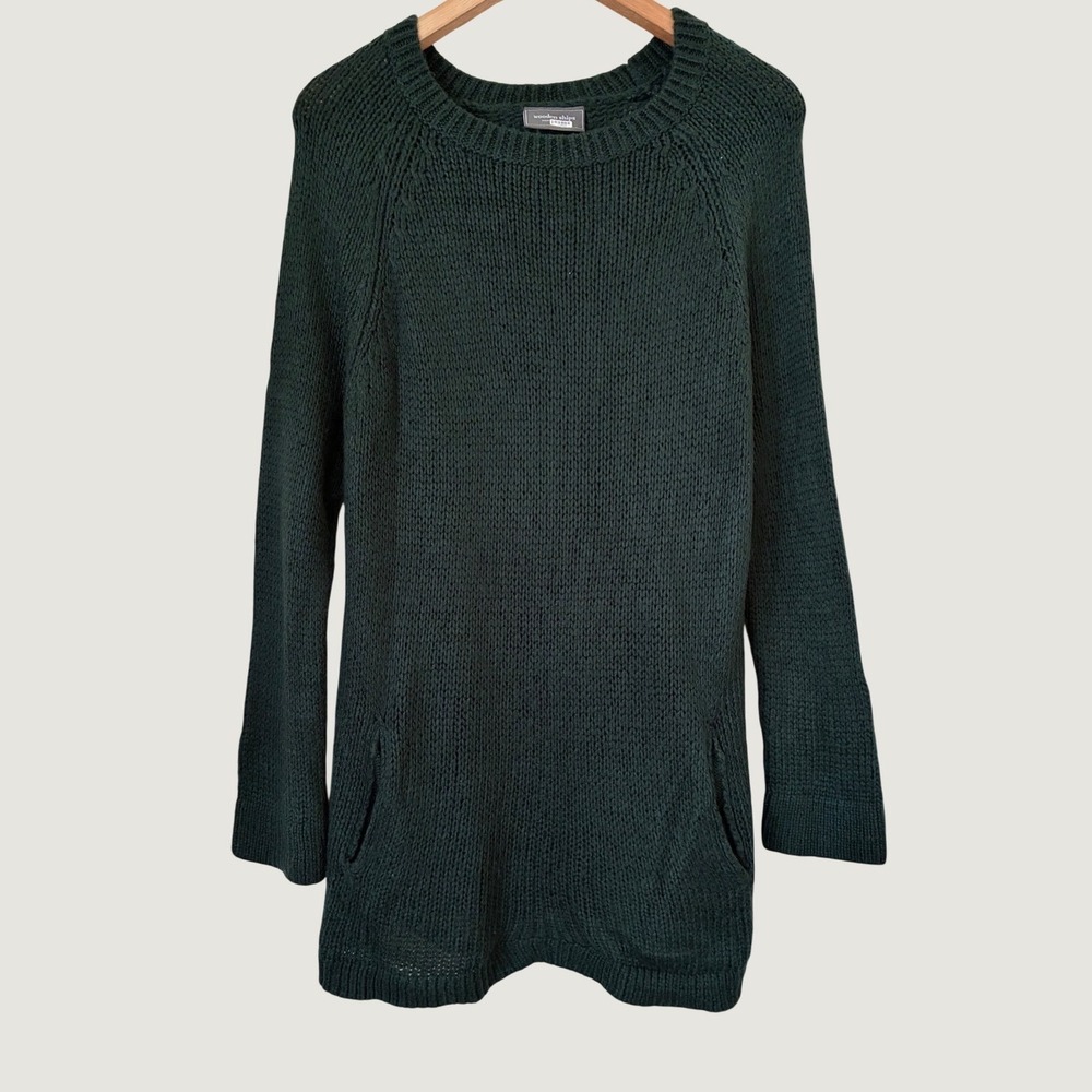 Wooden Ships Paola Grunge Fall Hunter Green Mohair Wool Blend Tunic Sweater S/M